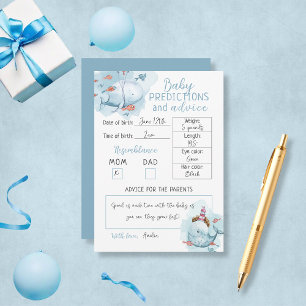 Tarjeta De Consejos Predicciones De Bebés De Baby Shower De Ballena Y