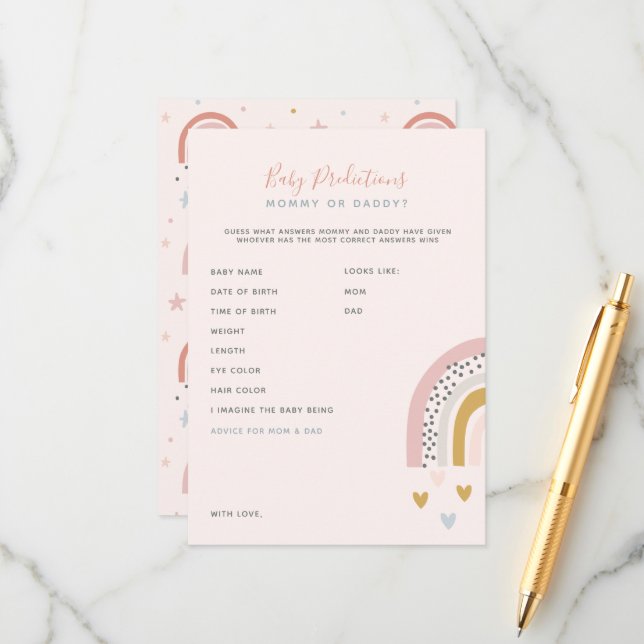 Tarjeta De Consejos Predicciones y consejos de Baby Shower sobre el ar (Anverso/Reverso In Situ)