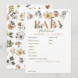 Tarjeta De Consejos Predicciones y consejos de Boho Floral Baby Shower