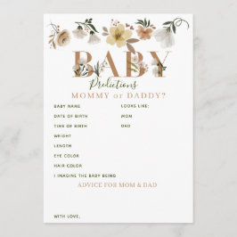 Tarjeta De Consejos Predicciones y consejos de Boho Floral Baby Shower