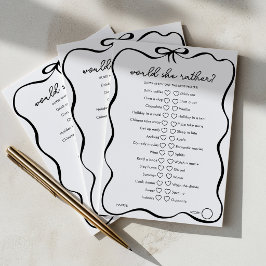 Tarjeta De Consejos ¿Preferiría Ella Juego de Despedida de Soltera con