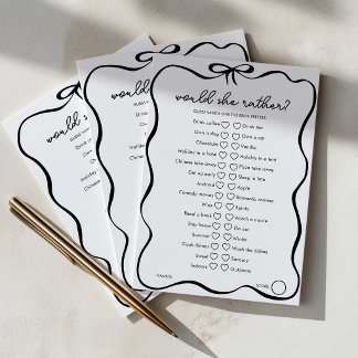 Tarjeta De Consejos ¿Preferiría Ella Juego de Despedida de Soltera con