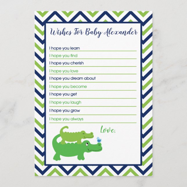 Tarjeta De Consejos Preppy Alligator Wiers for Baby Card (Anverso)