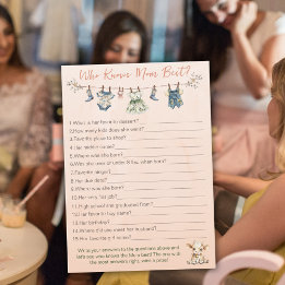 Tarjeta De Consejos Quién conoce a mamá mejor juego de Baby Shower Clo
