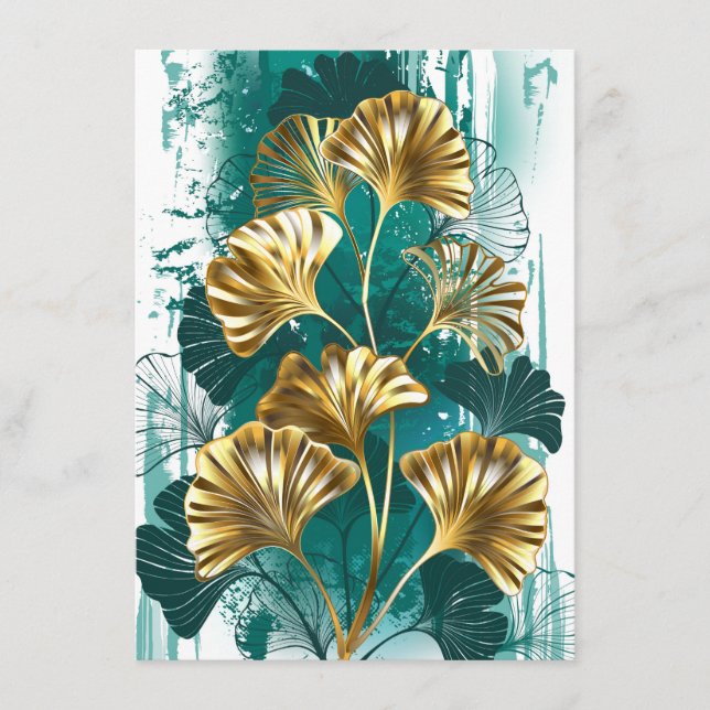 Tarjeta De Consejos Rama con hojas doradas Ginko Biloba (Anverso)