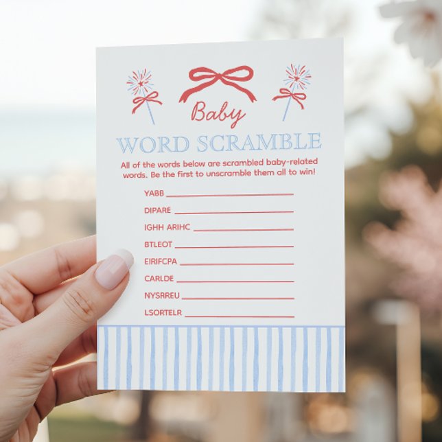 Tarjeta De Consejos Red White and Due Baby Word Scramble Shower Game (Subido por el creador)