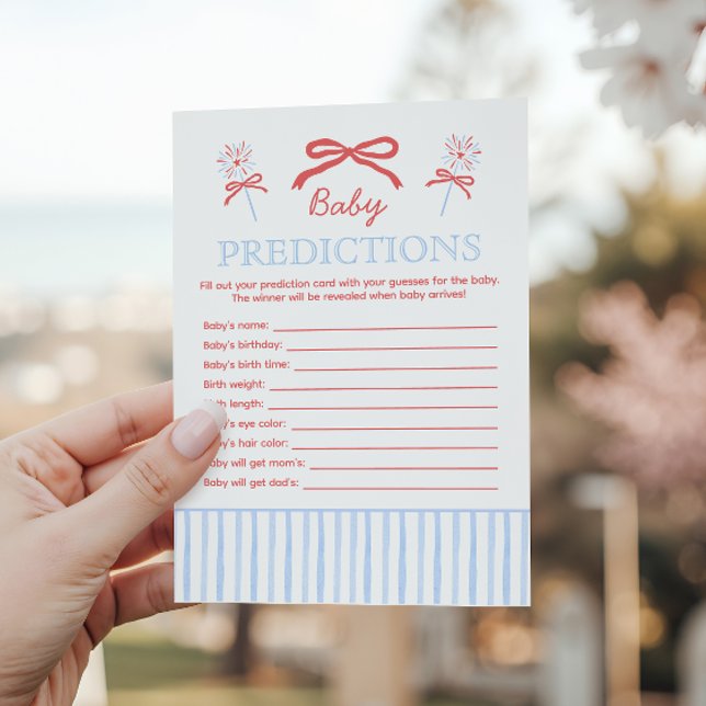 Tarjeta De Consejos Red White and Due Predictions Baby Shower Game (Subido por el creador)