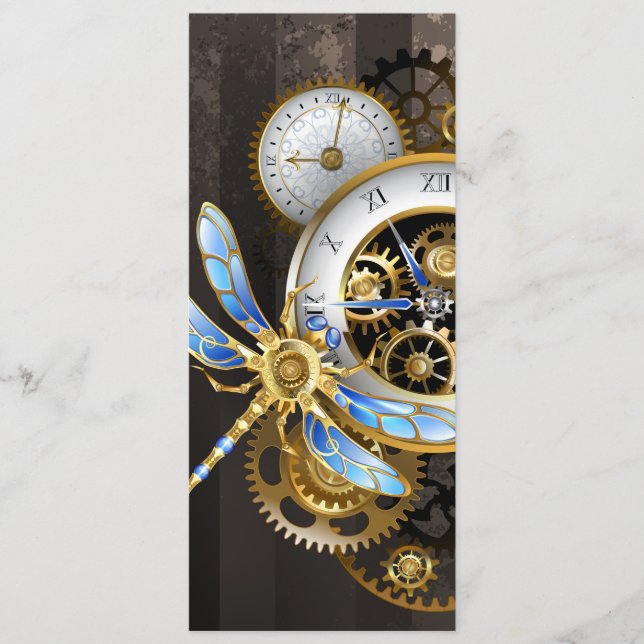Tarjeta De Consejos Reloj de vapor con libélula mecánica (Anverso)