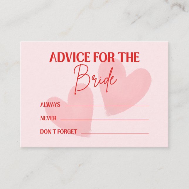 Tarjeta De Consejos Retro Date Night And Advice To The Bride Card (Anverso)