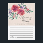 Tarjeta De Consejos Romántico crema marfil acuarela Boda floral<br><div class="desc">Elegante carta de consejos y deseos de bodas con un diseño de acuarela floral sobre un fondo crema.</div>