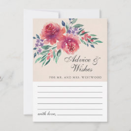 Tarjeta De Consejos Romántico crema marfil acuarela Boda floral