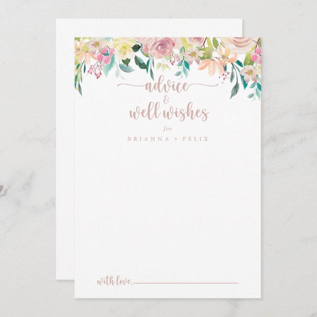 Tarjeta De Consejos Rosa Gold Spring Boda Floral (Anverso / Reverso)