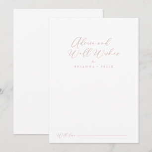 Tarjeta De Consejos Rosa Oro Idílico Boda Elegante Bien Deseos