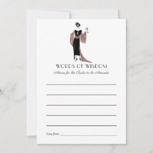 Tarjeta De Consejos Rosa Oro y Rubor Wine Tasting Bridal Shower