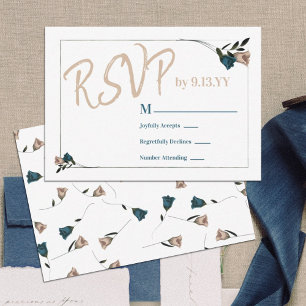 Tarjeta De Consejos Rosas Botánicos Verde azulados de Beige Verde RSVP