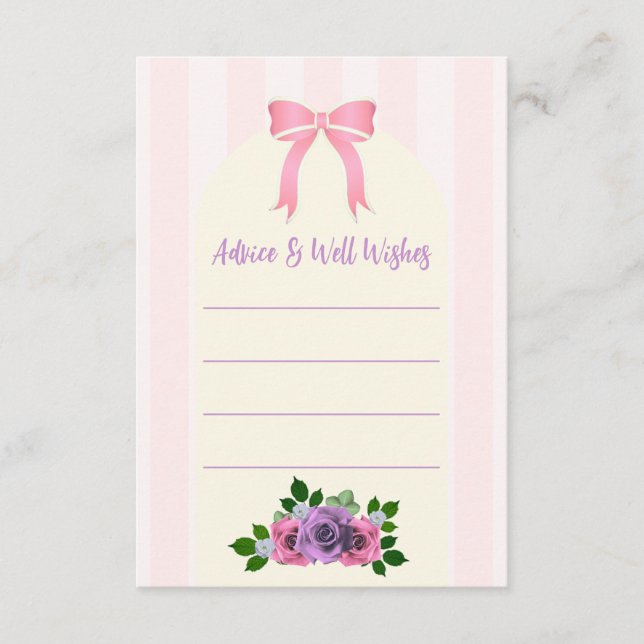 Tarjeta De Consejos Rosas del jardín rosan Baby Shower (Anverso)
