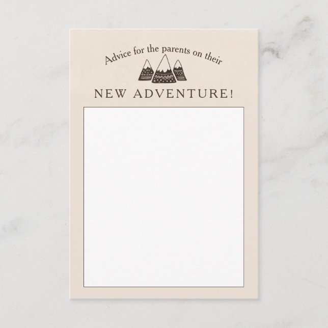 Tarjeta De Consejos RustIc Adventure Theme Baby Shower (Anverso)