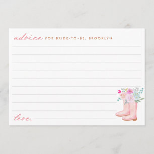 Tarjeta De Consejos Rústica lluvia rosa brota y flores ducha de novia