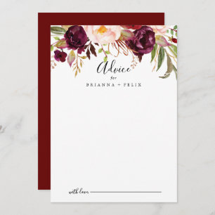 Tarjeta De Consejos Rústico Boda floral de boho colorido