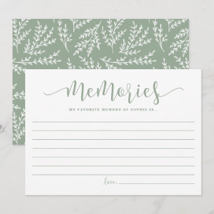 Tarjeta De Consejos Sage Green Script: Memoria favorita de la novia