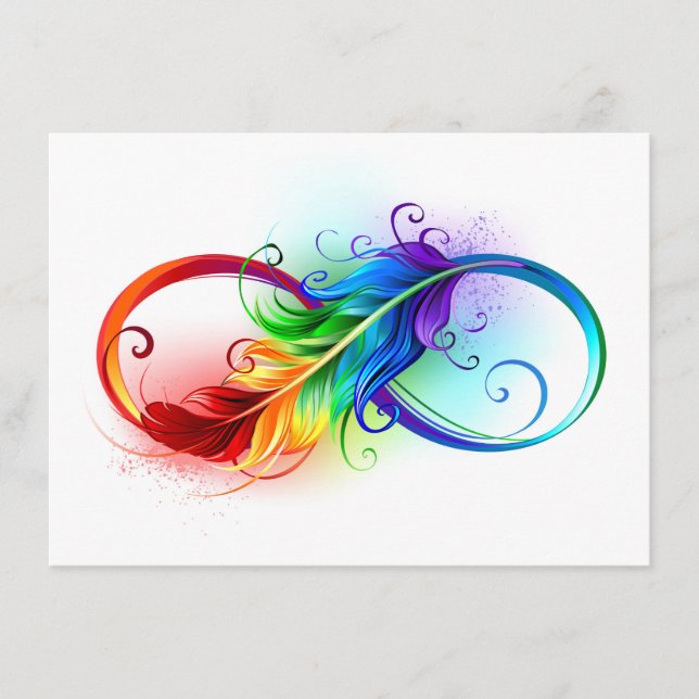 Tarjeta De Consejos Símbolo de infinito con pluma de arcoíris (Anverso)