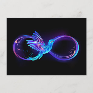 Tarjeta De Consejos Símbolo de infinito neón con colibrí brillante
