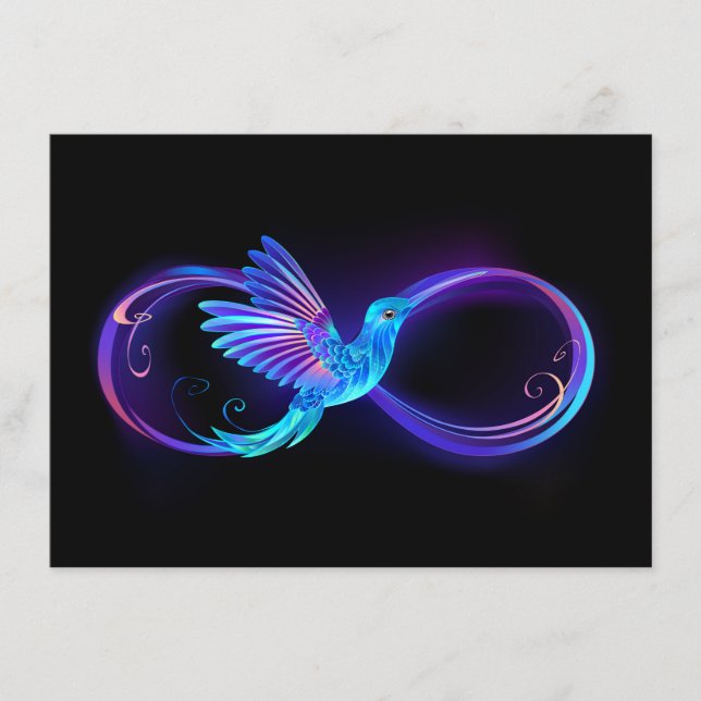 Tarjeta De Consejos Símbolo de infinito neón con colibrí brillante (Anverso)