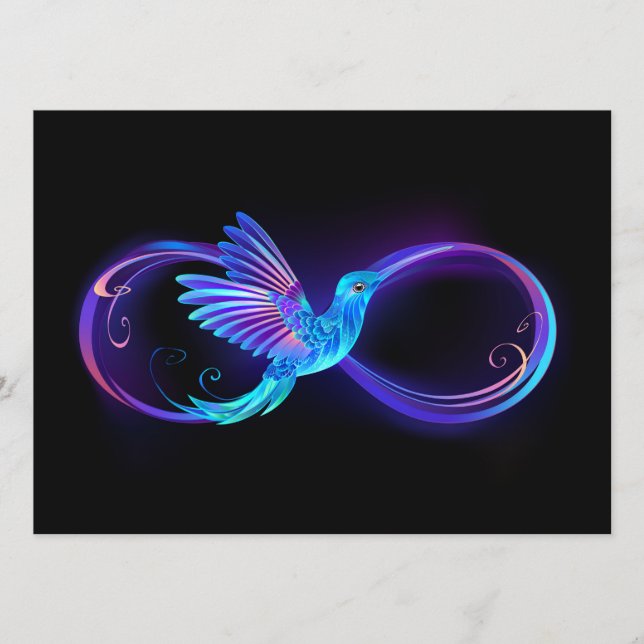 Tarjeta De Consejos Símbolo de infinito neón con colibrí brillante (Anverso)