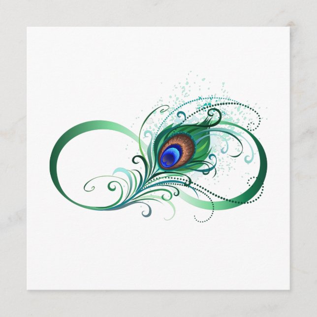 Tarjeta De Consejos Símbolo infinito con pluma de pavo real (Anverso)