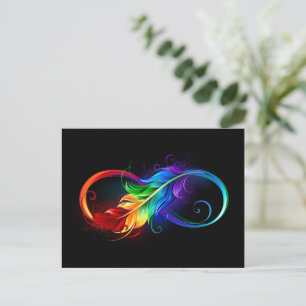 Tarjeta De Consejos Símbolo infinito con plumas arcoiris