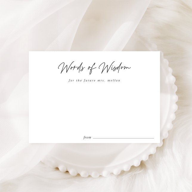 Tarjeta De Consejos Simple Black Script Bridal Shower Advisory Card (Subido por el creador)