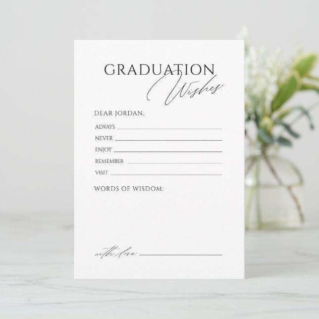 Tarjeta De Consejos Simple Elegant Script Graduate advice & wishes (Anverso de pie)