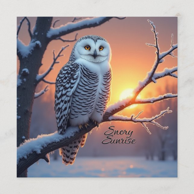 Tarjeta De Consejos Snowy Sunrise Woodland Trust Fairdeal Navidades (Anverso)