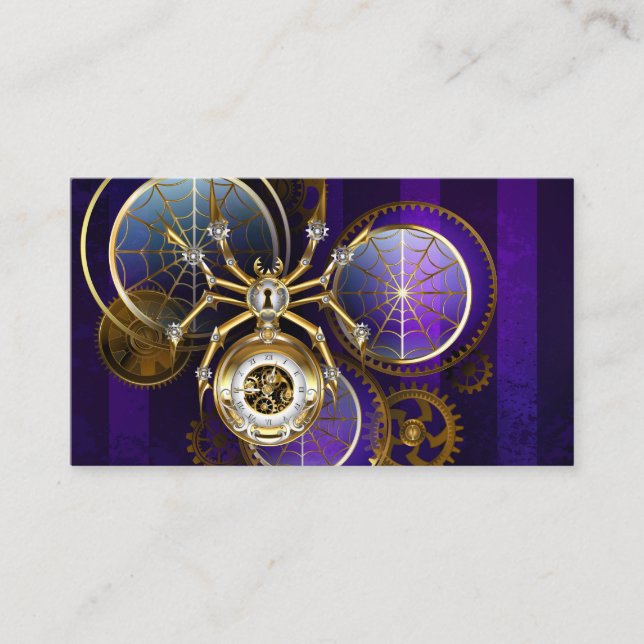 Tarjeta De Consejos Spider Steampunk sobre fondo morado (Anverso)