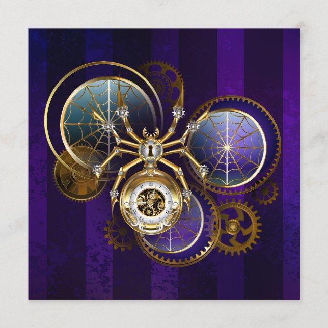 Tarjeta De Consejos Spider Steampunk sobre fondo morado (Anverso)
