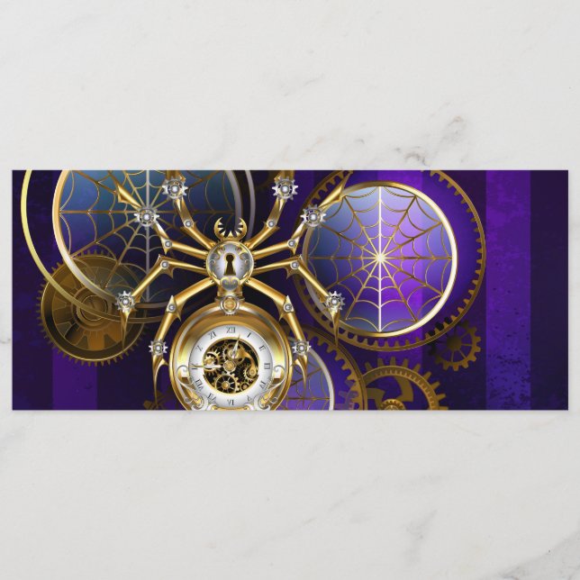 Tarjeta De Consejos Spider Steampunk sobre fondo morado (Anverso)