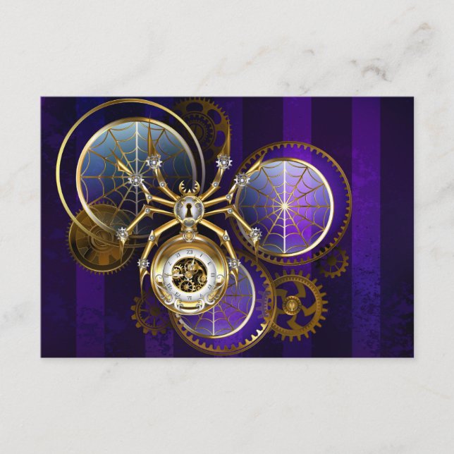 Tarjeta De Consejos Spider Steampunk sobre fondo morado (Anverso)