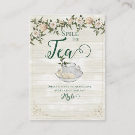 Tarjeta De Consejos Spill the Tea Bridal Shower Flat Advice Card