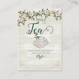 Tarjeta De Consejos Spill the Tea Bridal Shower Flat Advice Card