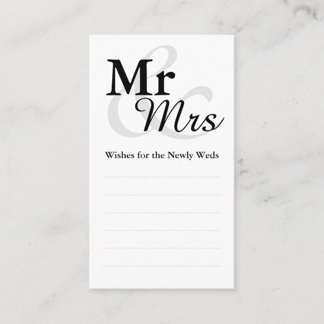 Tarjeta De Consejos Sr.&Mrs. Simple Elegant Typography Boda Wishes (Anverso)