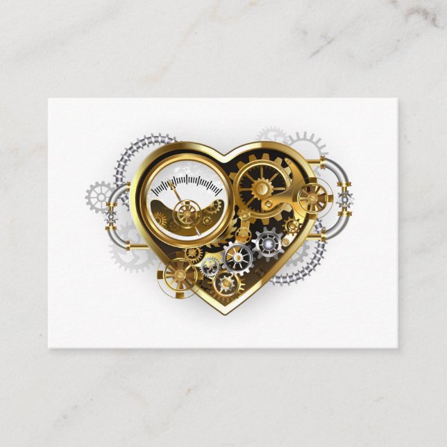 Tarjeta De Consejos Steampunk Heart with a Manometer (Anverso)