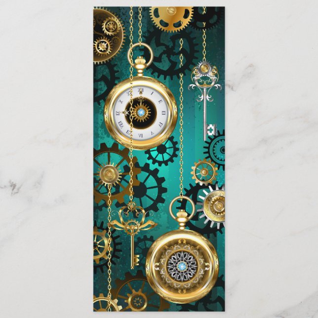 Tarjeta De Consejos Steampunk Jewelry Watch sobre un fondo verde (Anverso)
