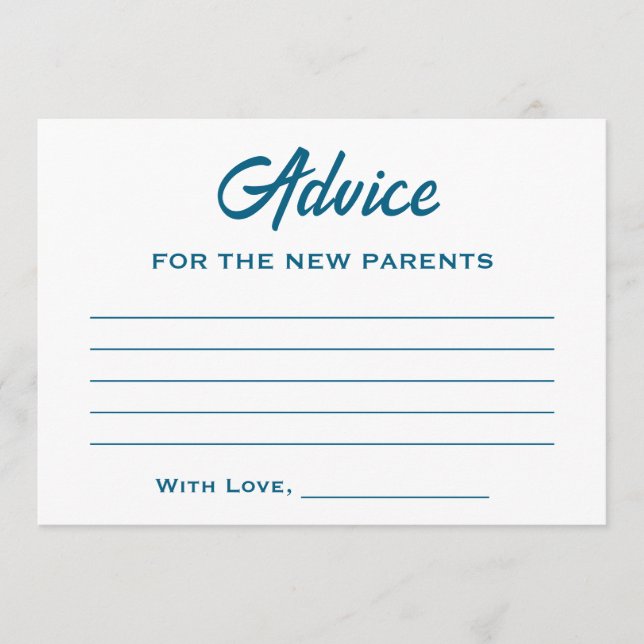 Tarjeta De Consejos Storybook Baby Shower New Chapter Blue Teddy Bear (Anverso)