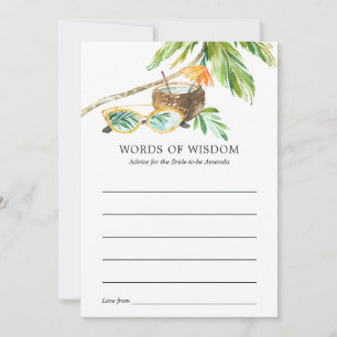 Tarjeta De Consejos Summertime Bridal Shower Bingo