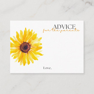 Tarjeta De Consejos Sunflower Baby Shower Advice Card | Floral Advice