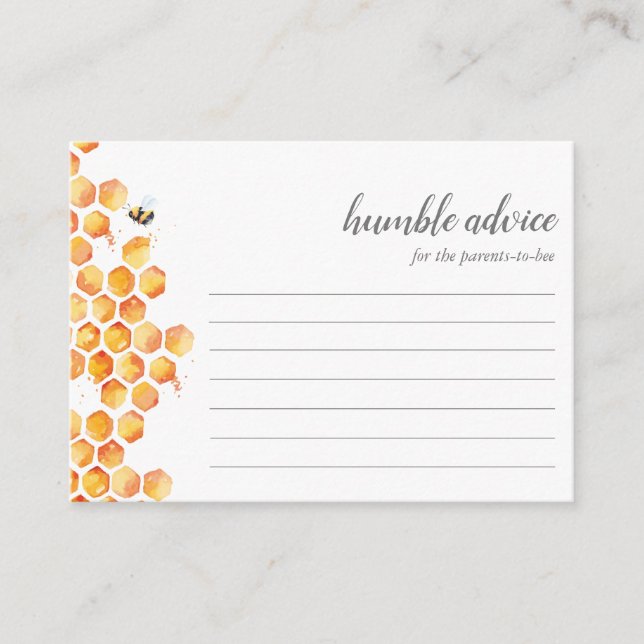 Tarjeta De Consejos Sweet As Can Bee Bumblebee Baby Shower | (Anverso)