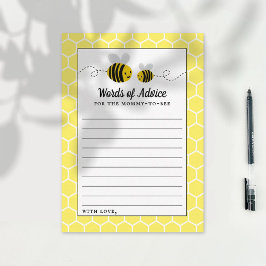 Tarjeta De Consejos Sweet Little Honey Bee Baby Shower