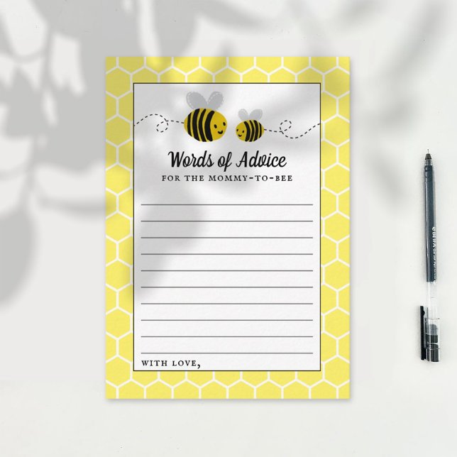 Tarjeta De Consejos Sweet Little Honey Bee Baby Shower (Subido por el creador)