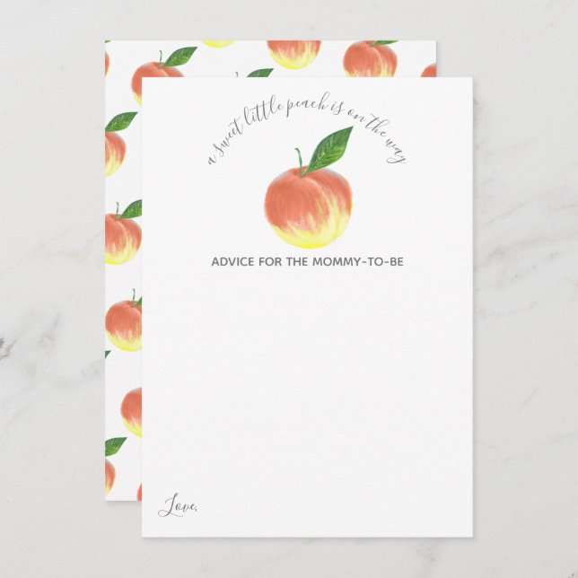 Tarjeta De Consejos Sweet Little Peach Baby Shower (Anverso / Reverso)