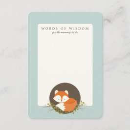 Tarjeta De Consejos Sweet Woodland Fox Baby Shower Advice Insert Card